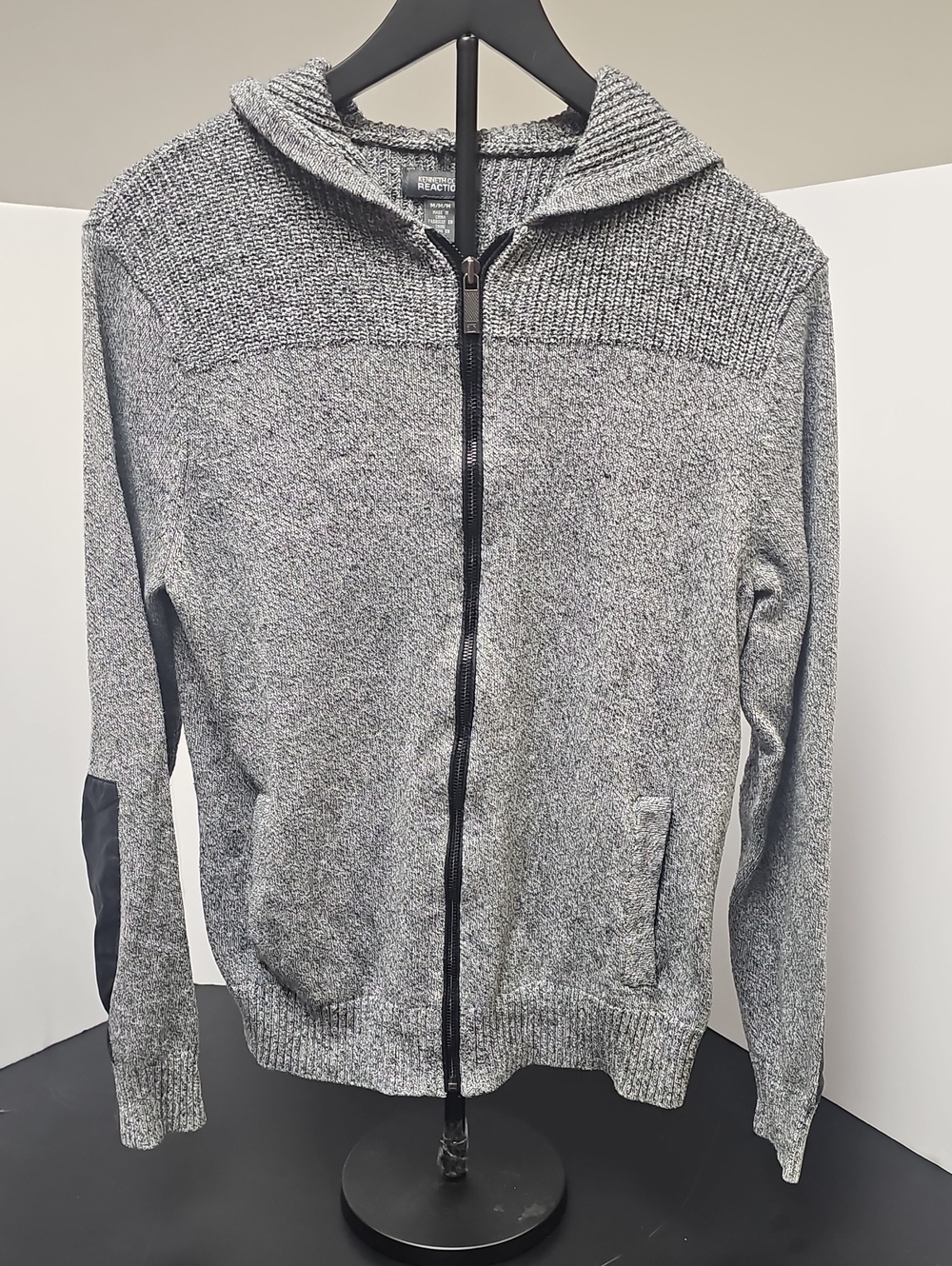 Kenneth Cole Reaction Men's Heather Gray Zip-Up Hooded Sweater